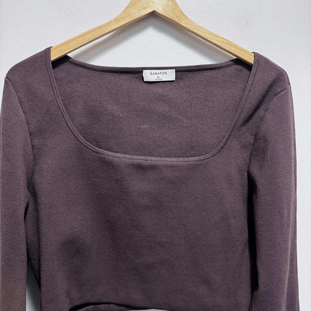 Aritzia Babaton Sculpt Knit Prominence Brown Longsleeve Size XL - Picture 5 of 11